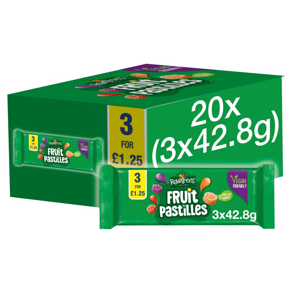 Rowntree's Fruit Pastilles Vegan Friendly Sweets Multipack 42.8g (Pack of 20)