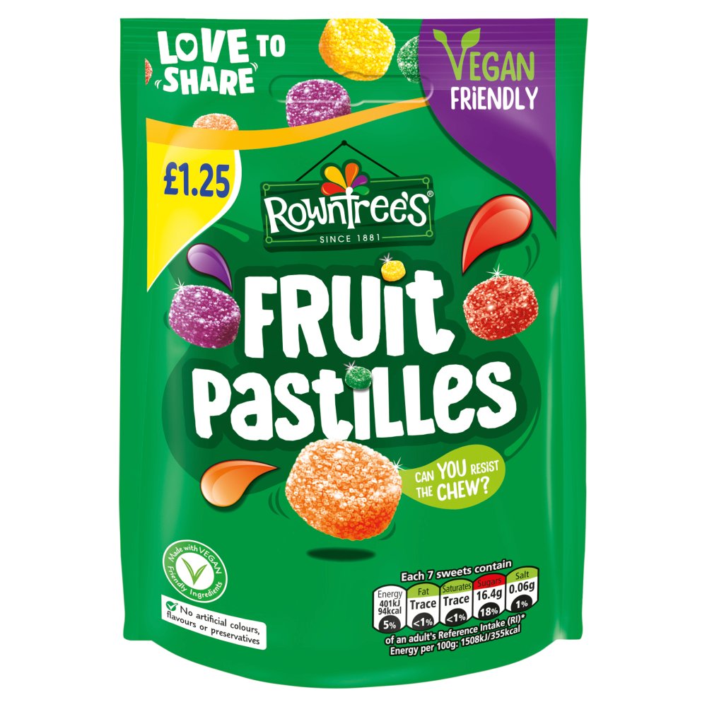 Rowntree's Fruit Pastilles Vegan Friendly Sweets Sharing Bag 114g (Pac ...