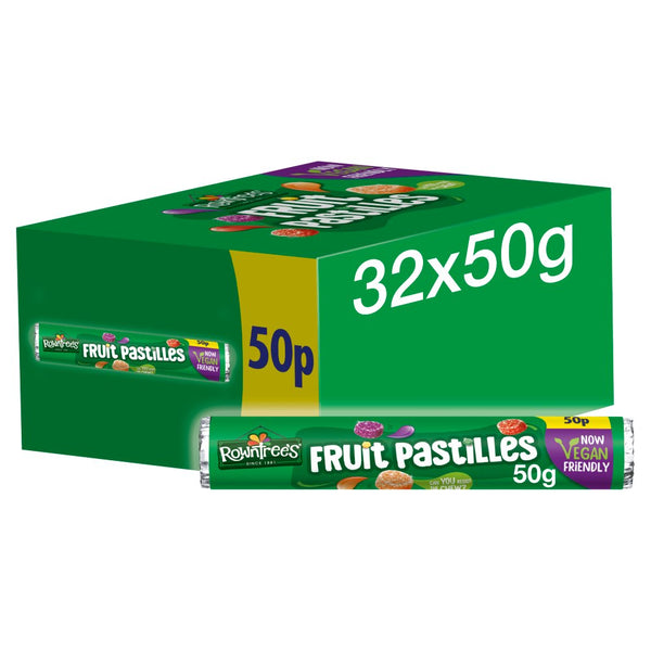 Rowntree's Fruit Pastilles Vegan Friendly Sweets Tube 50g (Pack of 32)