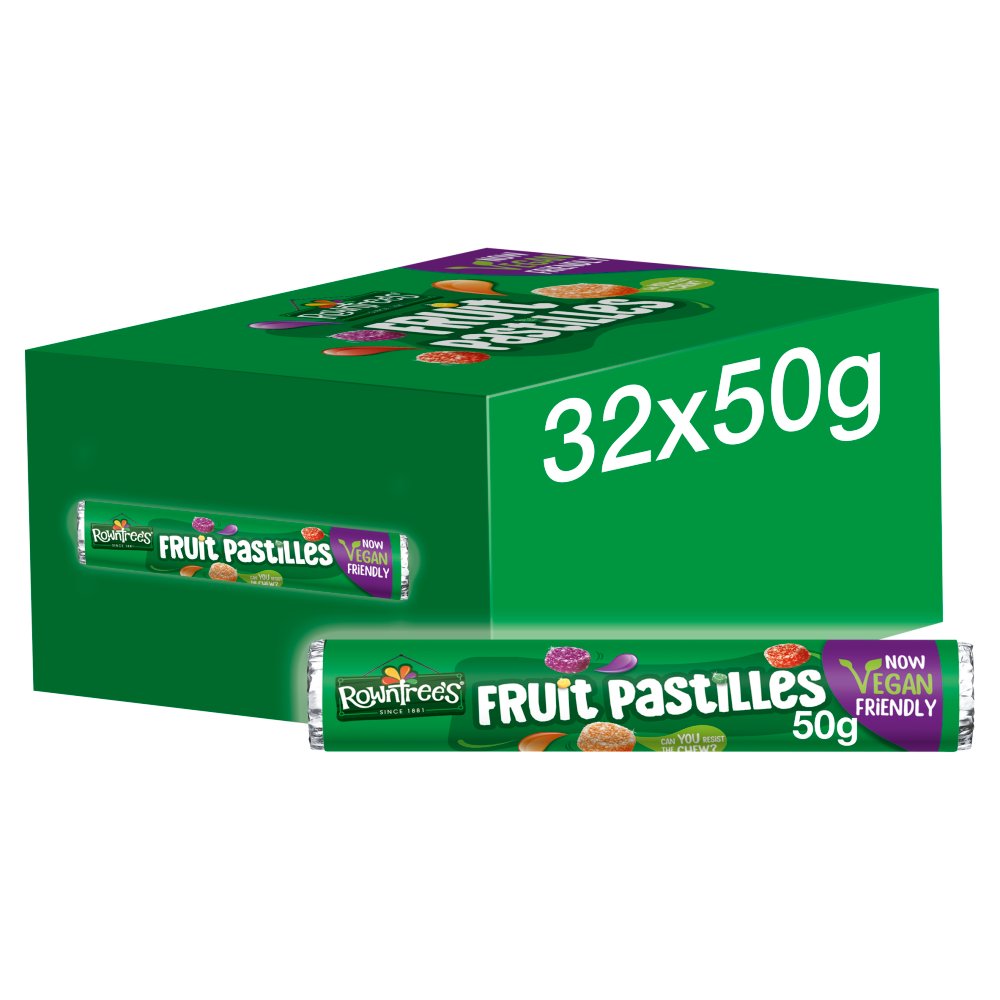 Rowntree's Fruit Pastilles Vegan Friendly Sweets Tube 50g (Pack of 32)
