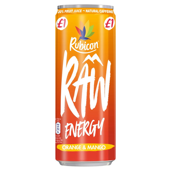 Rubicon Raw Energy Orange & Mango 250ml (Pack of 12)