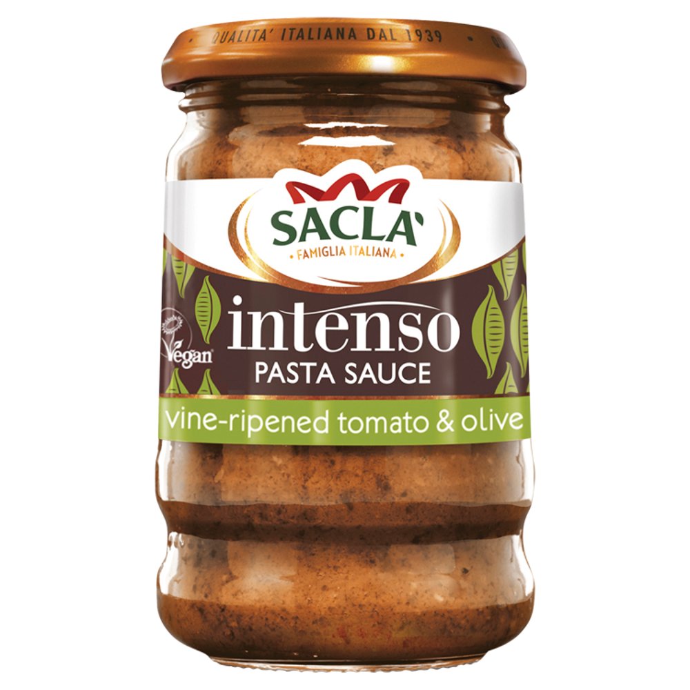 Sacla' Intenso Pasta Sauce Vine-Ripened Tomato & Olive 190g (Pack of 6)