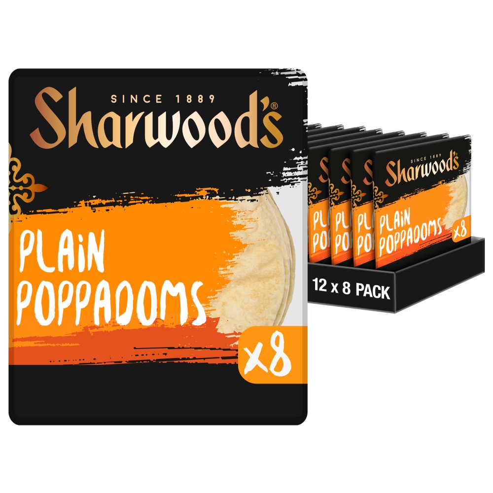 Sharwood's 8 Plain Poppadoms (Pack of 5)