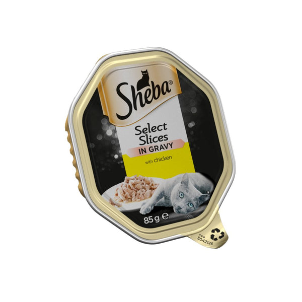 Sheba Select Slices Cat Food Tray with Chicken in Gravy 85g (Pack of 22)