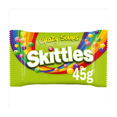 Skittles Vegan Chewy Crazy Sour Sweets Fruit Flavoured Bag 45g (Pack of 36)
