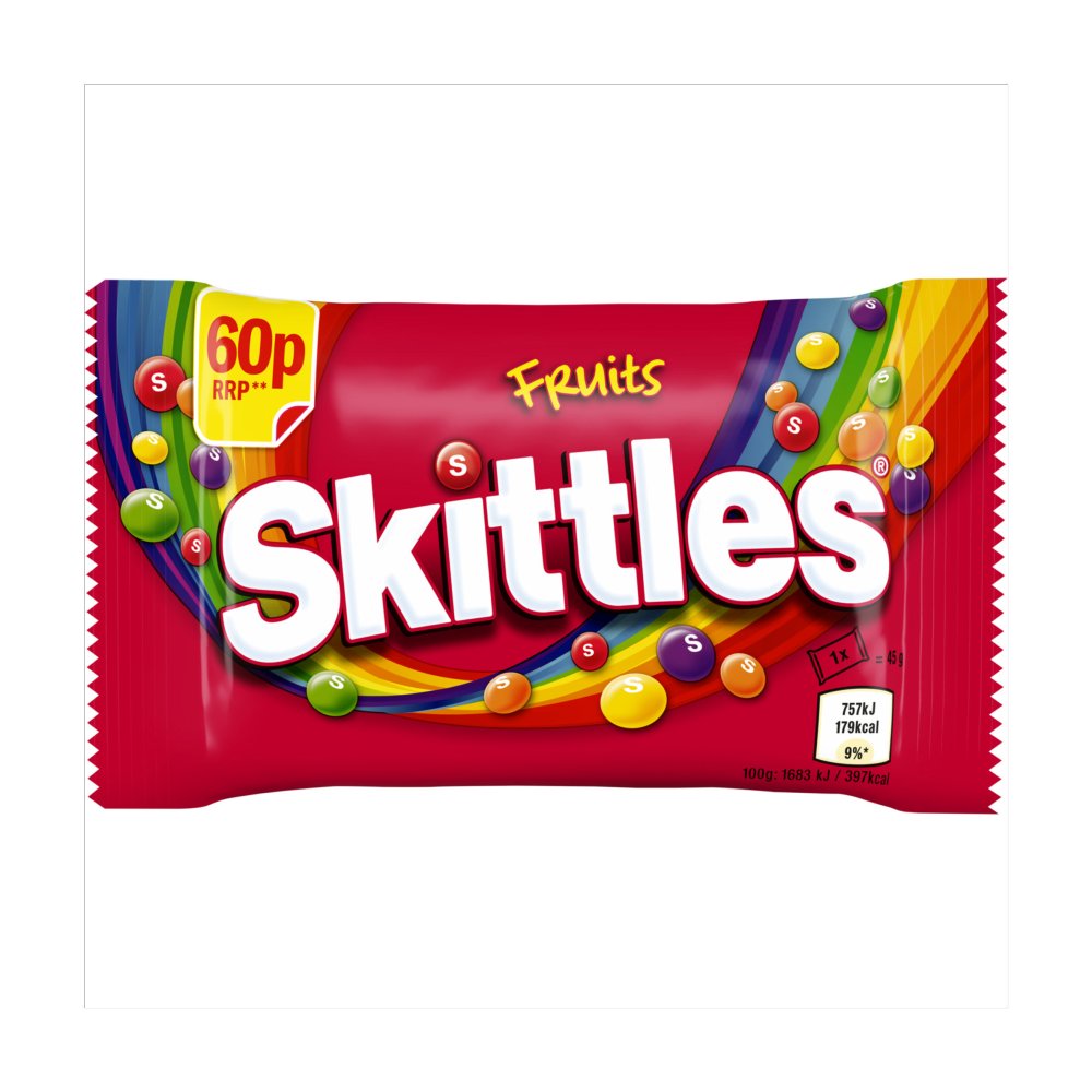 Skittles Vegan Chewy Sweets Fruit Flavoured Bag 45g (Pack of 36)
