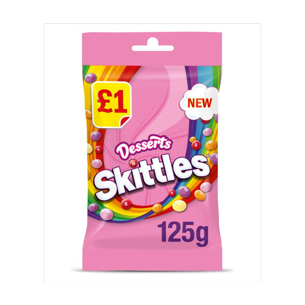 Skittles Vegan Sweets Dessert Flavoured Treat Bag 125g (Pack of 12)