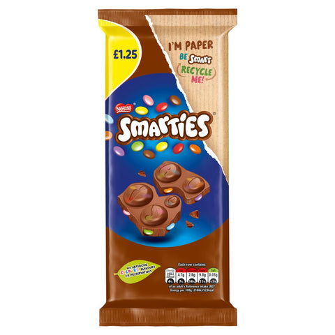 Smarties Milk Chocolate Sharing Bar 90g (Pack of 14)