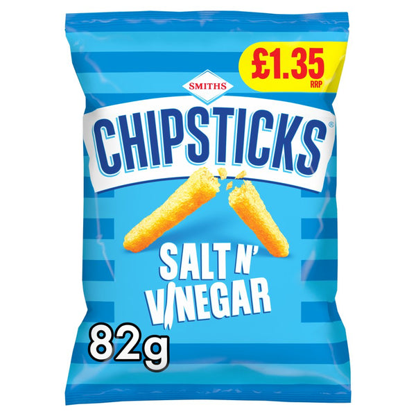 Smiths Chipsticks Salt & Vinegar Crisps PMP 82g  (Pack of 18)