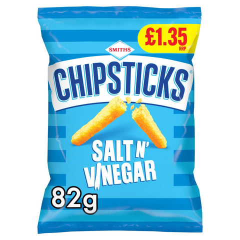 Smiths Chipsticks Salt & Vinegar Crisps PMP 82g  (Pack of 18)