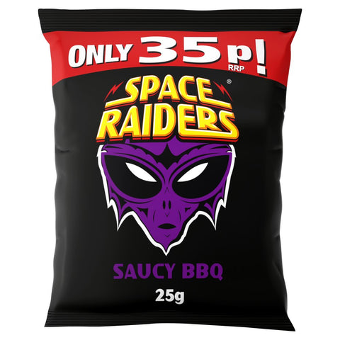 Space Raiders Saucy BBQ Flavour Cosmic Corn Snacks 25g (Pack of 36)