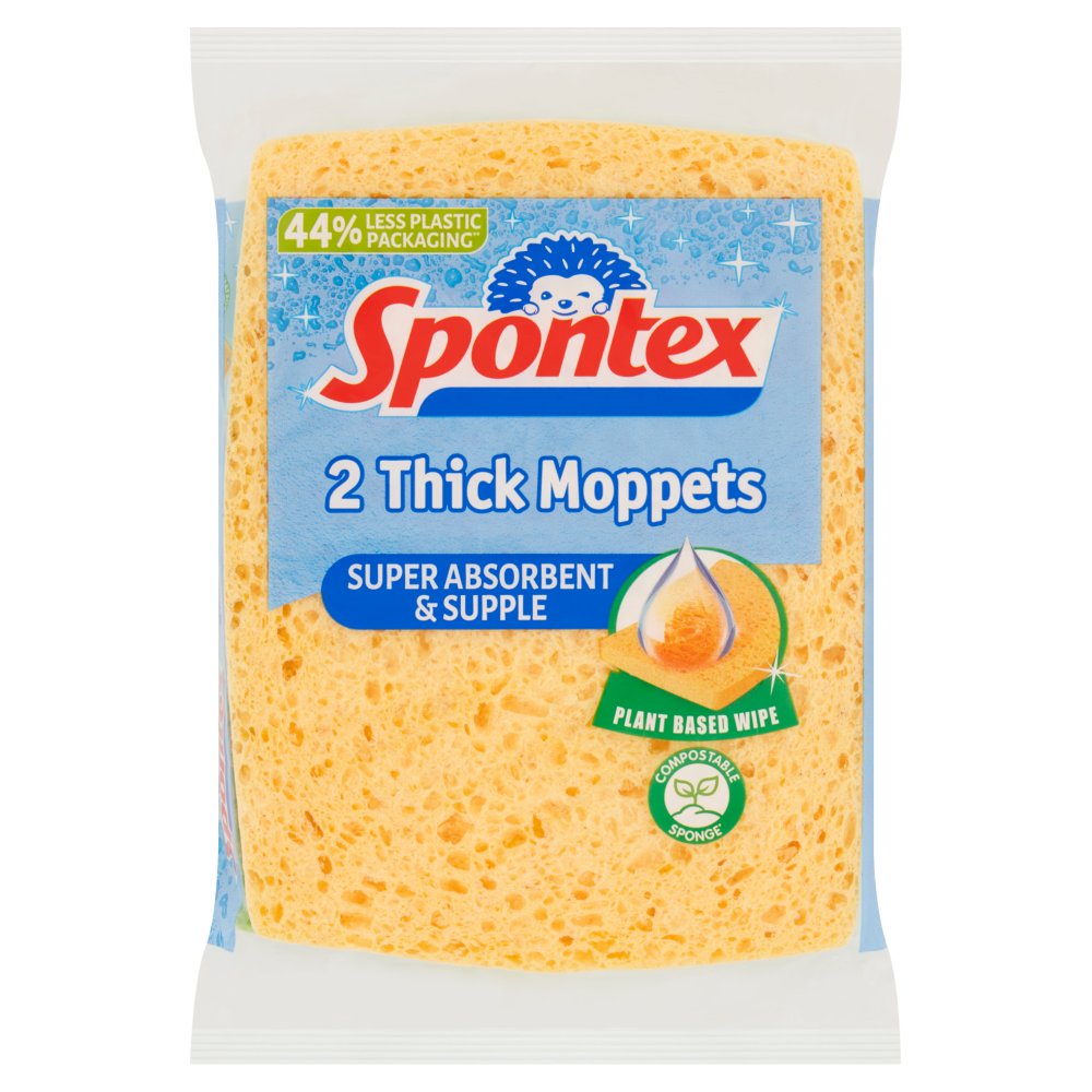 Spontex 2 Thick Sponge Moppets, 16 x 12cm (Pack of 6)