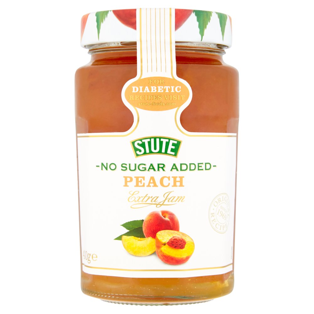 Stute No Sugar Added Peach Extra Jam 430g  (Pack of 6)