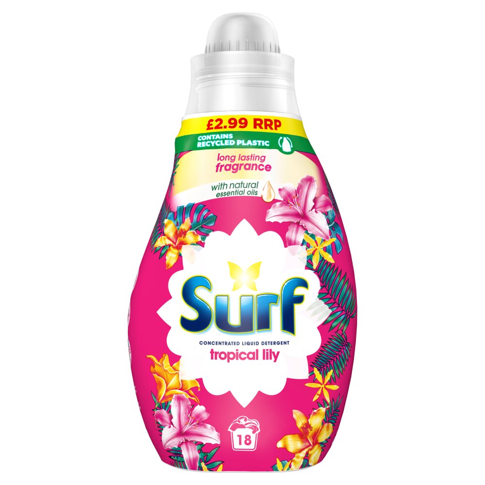 Surf Concentrated Liquid Laundry Detergent Tropical Lily 18 Washes 486ml  (Pack of 4)
