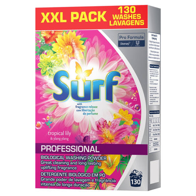 Surf Pro Formula Professional Tropical Lily & Ylang Ylang Biological Washing Powder 130 Washes 8.4kg (Pack of 1)