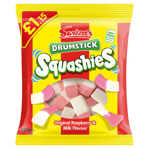 Swizzels Drumstick Squashies Original Raspberry & Milk Flavour 131g (Pack of 12)