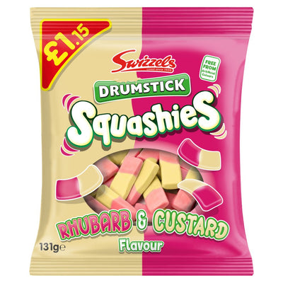 Swizzels Drumstick Squashies Rhubarb & Custard Flavour 131g (Pack of 12)