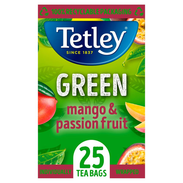 Tetley Green Mango & Passion Fruit 25 Compostable Tea Bags 50g (Pack of 1)