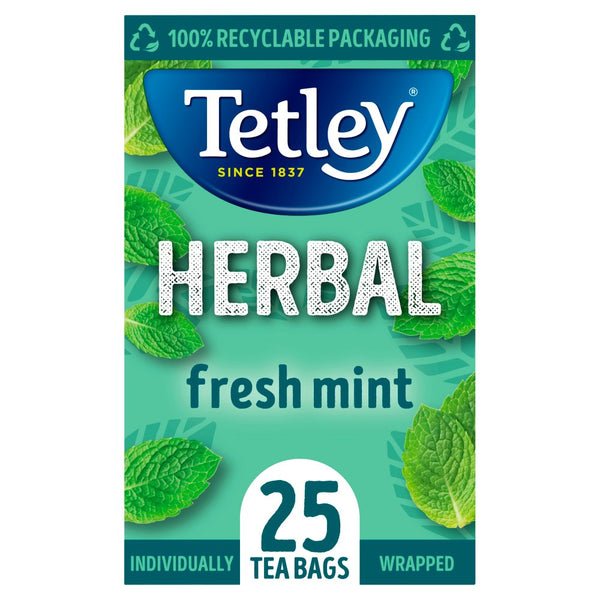 Tetley Herbal Fresh Mint 25 Compostable Tea Bags (Pack of 1)