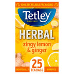 Tetley Herbal Zingy Lemon & Ginger 25 Compostable Tea Bags 50g (Pack of 1)