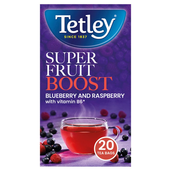 Tetley Super Fruits Boost Blueberry and Raspberry 20 Tea Bags 40g (Pack of 4)
