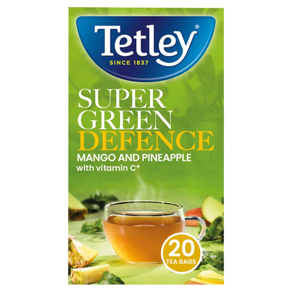 Tetley Super Green Defence Mango and Pineapple 20 Tea Bags 40g (Pack of 4)