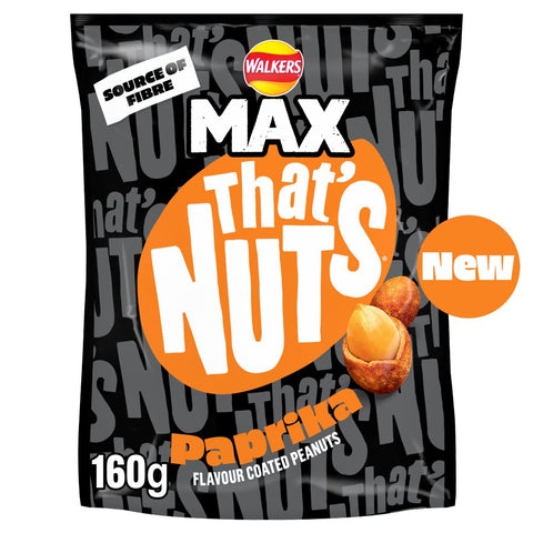That’s Nuts Walkers Max Paprika Sharing Coated Peanuts 160g (Pack of 8)