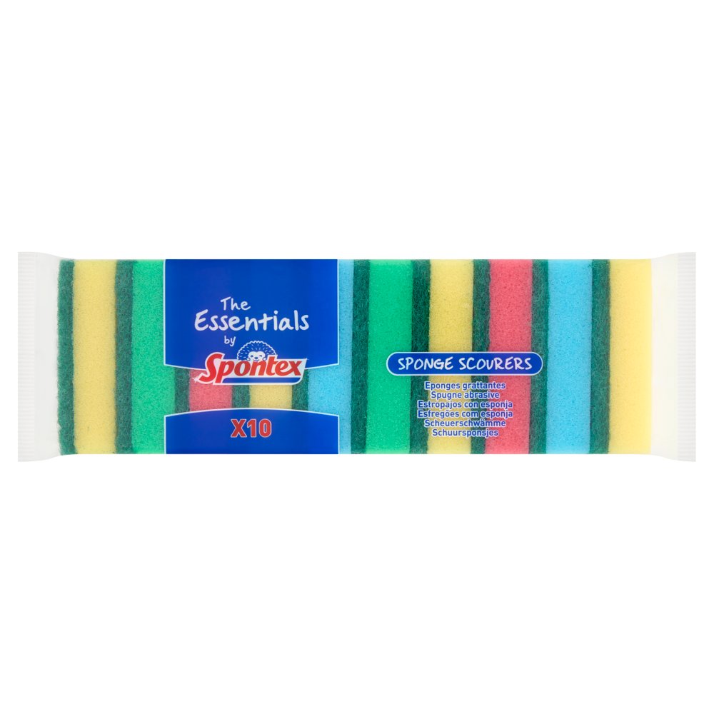 The Essentials by Spontex 10 Sponge Scourers 100g (Pack of 12)