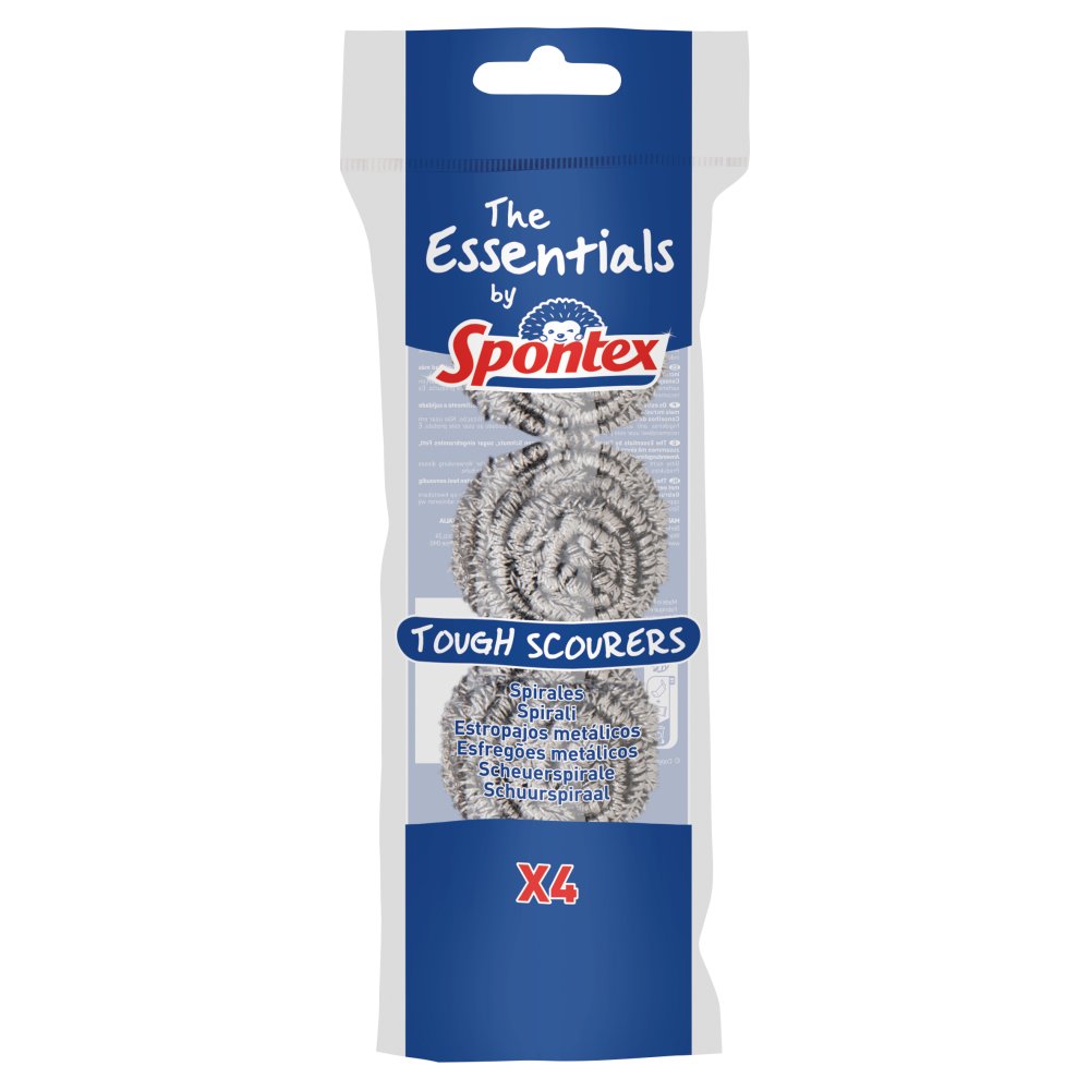 The Essentials by Spontex 4 Tough Scourers 40g (Pack of 12)