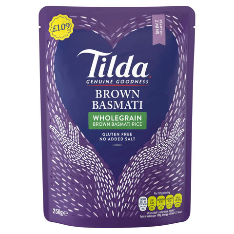 Tilda Wholegrain Brown Basmati Rice 250g (Pack of 6)