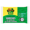 Tropical Sun Canadian Style Sardines in Soya Oil with Hot Peppers 106g (Pack of 12)