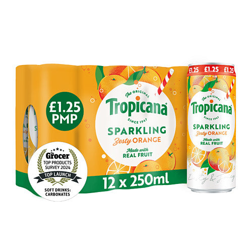 Tropicana Sparkling Zesty Orange Juice Drink 250ml ( Pack of 12 )