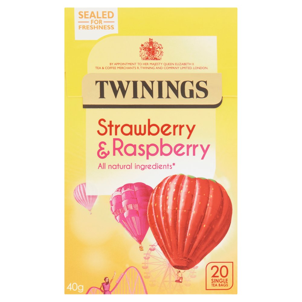 Twinings Strawberry & Raspberry 20 Single Tea Bags 40g (Pack of 4)