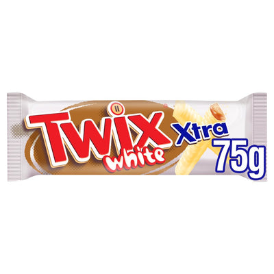 Twix Xtra White Chocolate Biscuit Twin Bars 75g (Pack of 24)