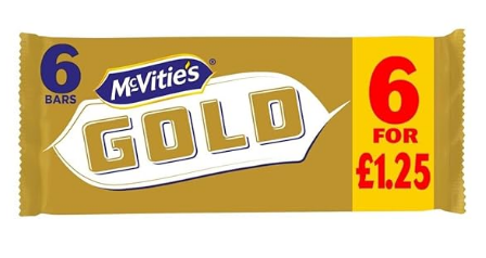 McVitie's Gold Caramel Flavour Biscuits 6 Bars (110g) (Pack of 12)