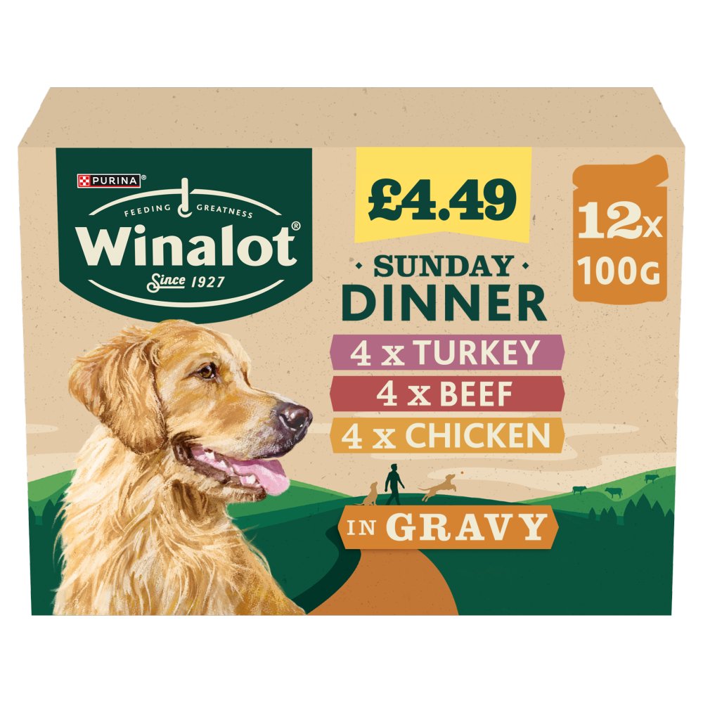 Winalot Sunday Dinner in Gravy 12x100g (Pack of 4)
