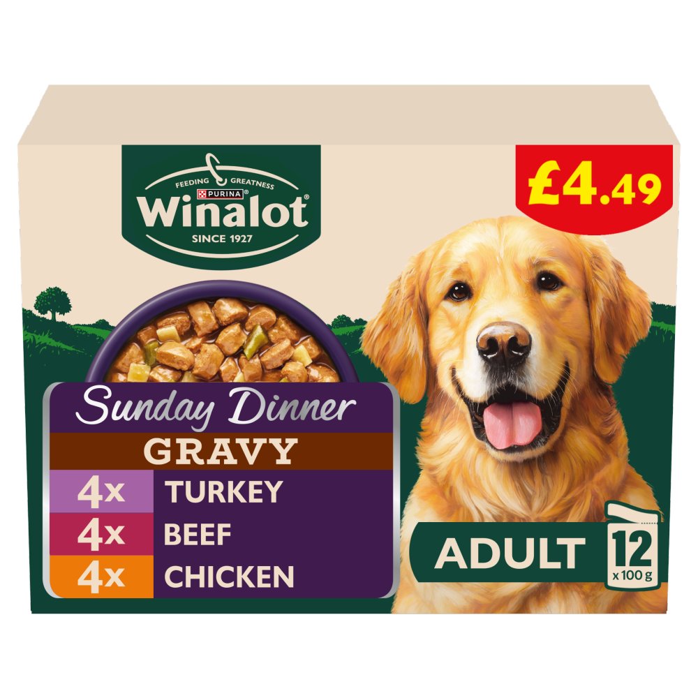 Winalot Sunday Dinner in Gravy 12x100g (Pack of 4)