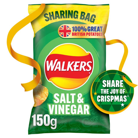 Walkers Crisps Salt & Vinegar 150g (Pack of 6)