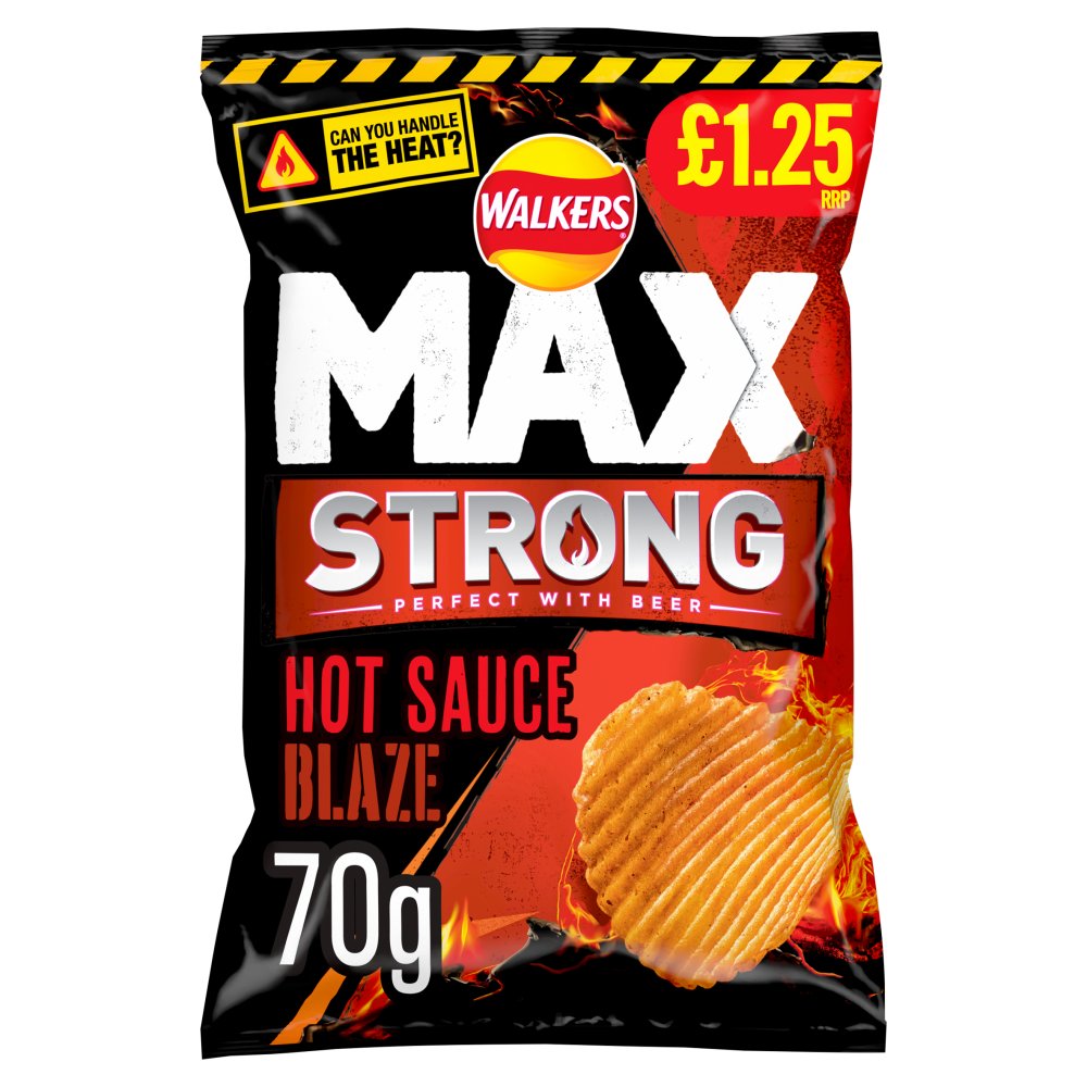 Walkers Max Strong Hot Sauce Blaze Crisps 70g (Pack of 15)