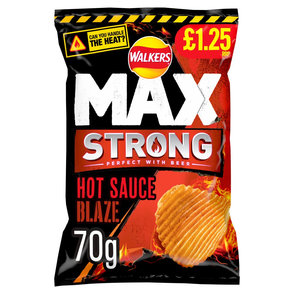 Walkers Max Strong Hot Sauce Blaze Crisps 70g (Pack of 15)