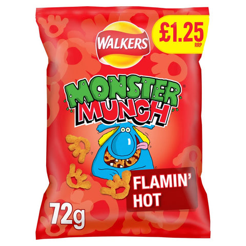 Walkers Monster Munch Flamin' Hot Snacks Crisps 72g (Pack of 15)
