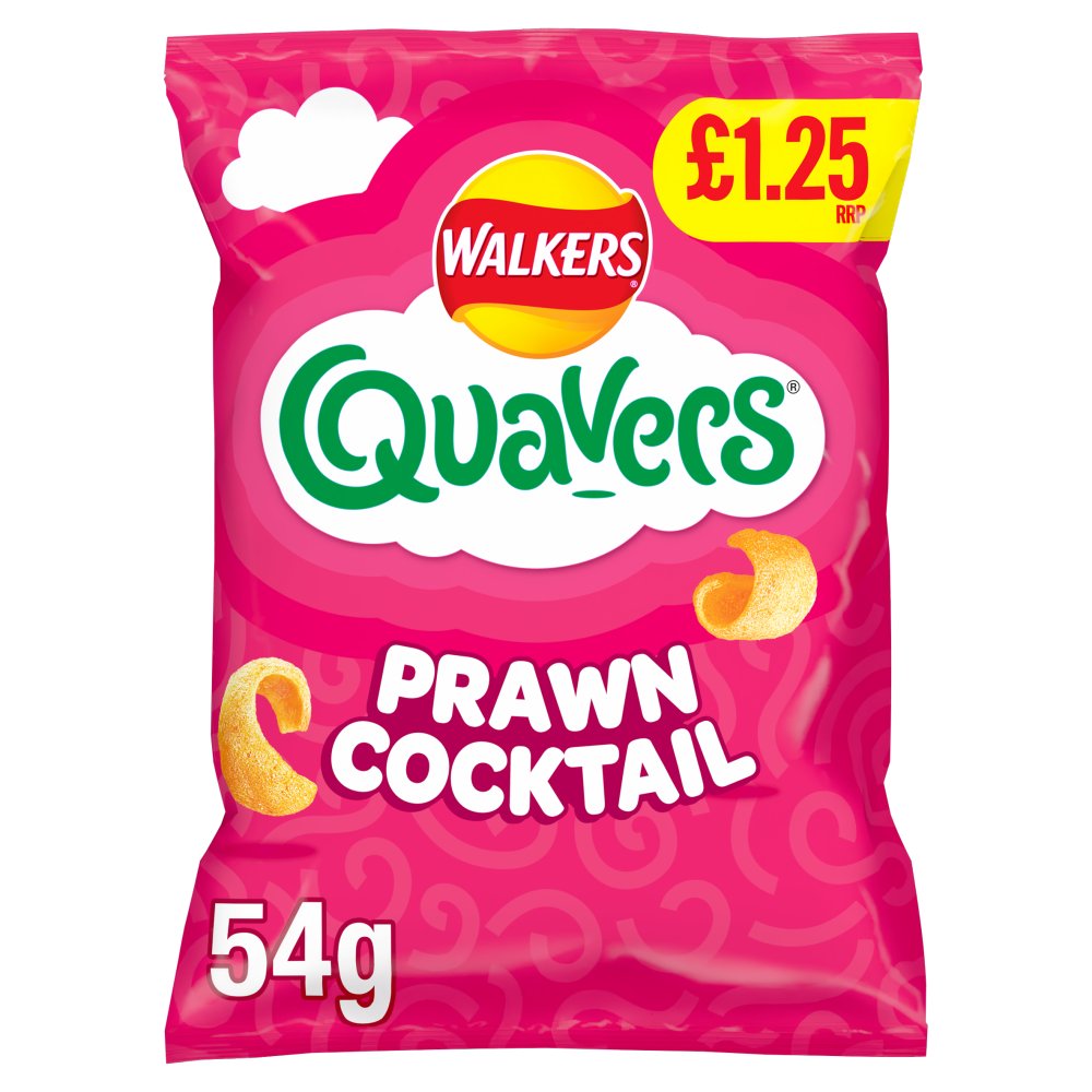 Walkers Quavers Prawn Cocktail Snacks Crisps 54g (Pack of 18)