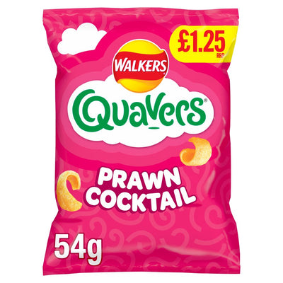 Walkers Quavers Prawn Cocktail Snacks Crisps 54g (Pack of 18)