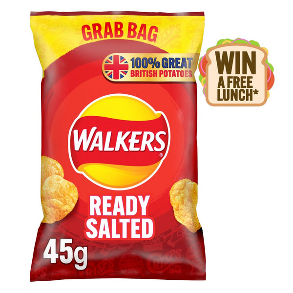 Walkers Ready Salted Crisps 45g (Pack of 32)