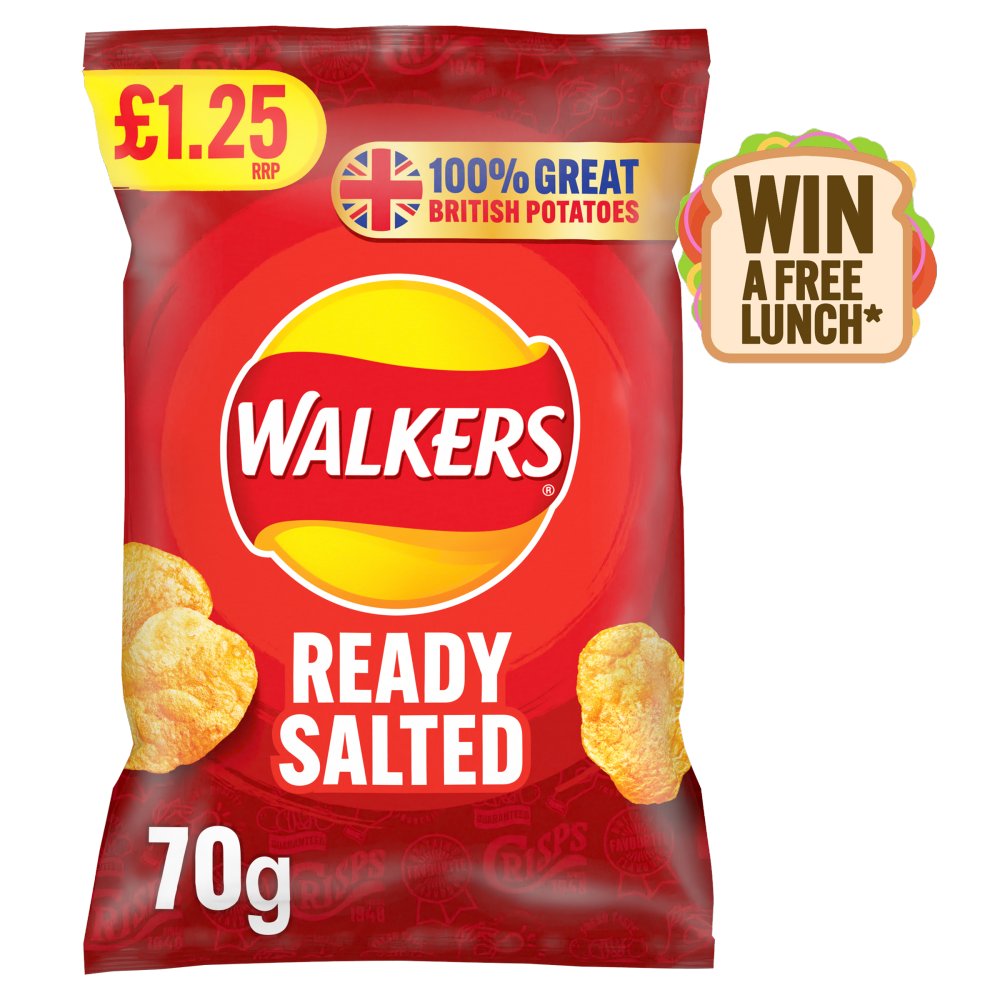 Walkers Ready Salted Crisps 70g (Pack of 15)