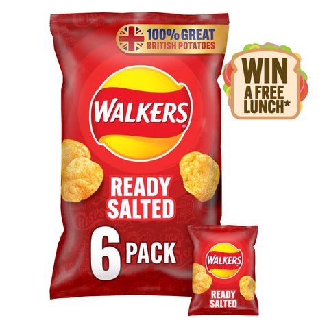 Walkers Ready Salted Multipack Crisps 150g (Pack of 1)
