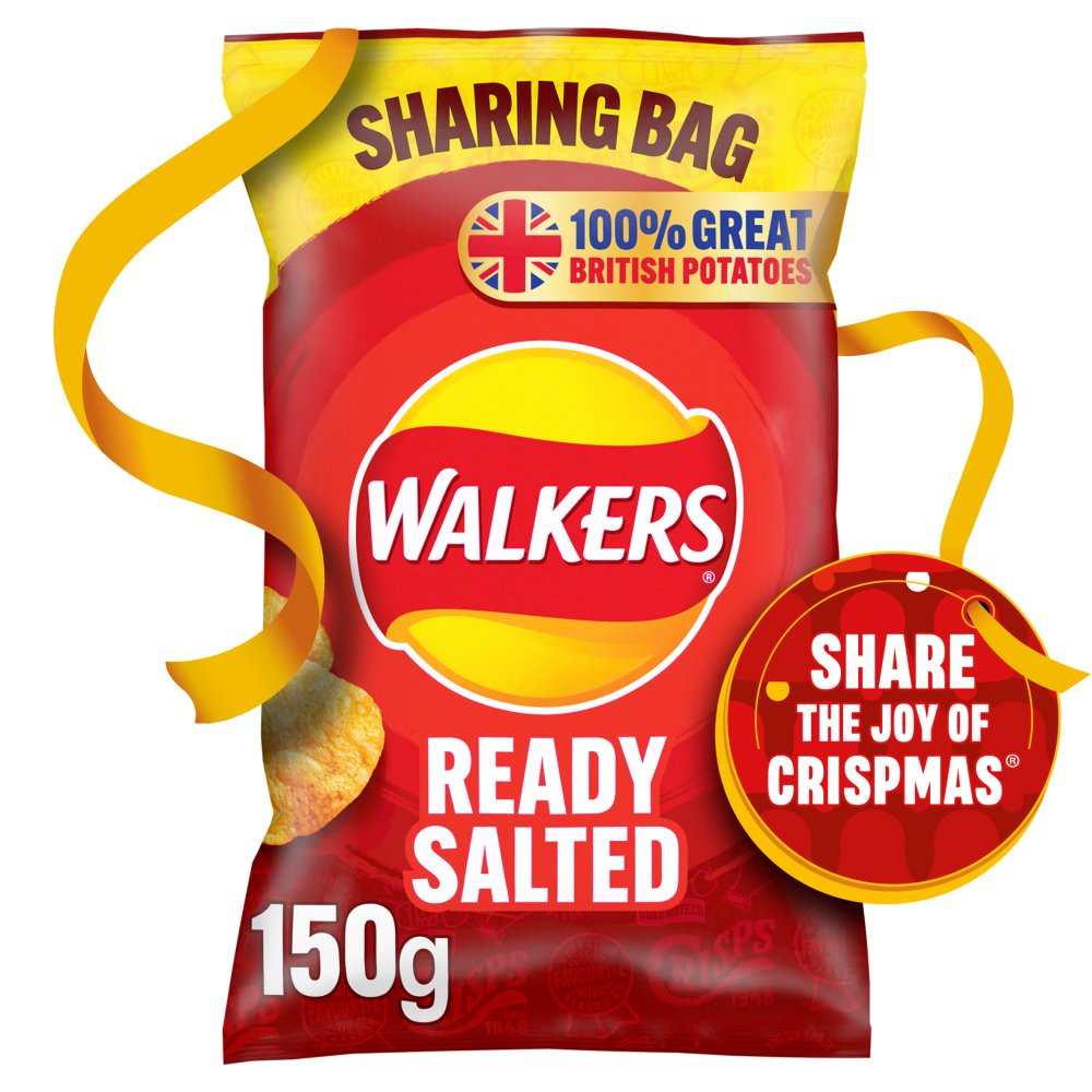 Walkers Ready Salted Sharing Crisps 150g (Pack of 6)