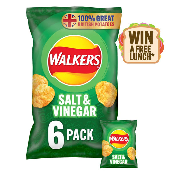 Walkers Salt & Vinegar Multipack Crisps 6x25g (Pack of 18)