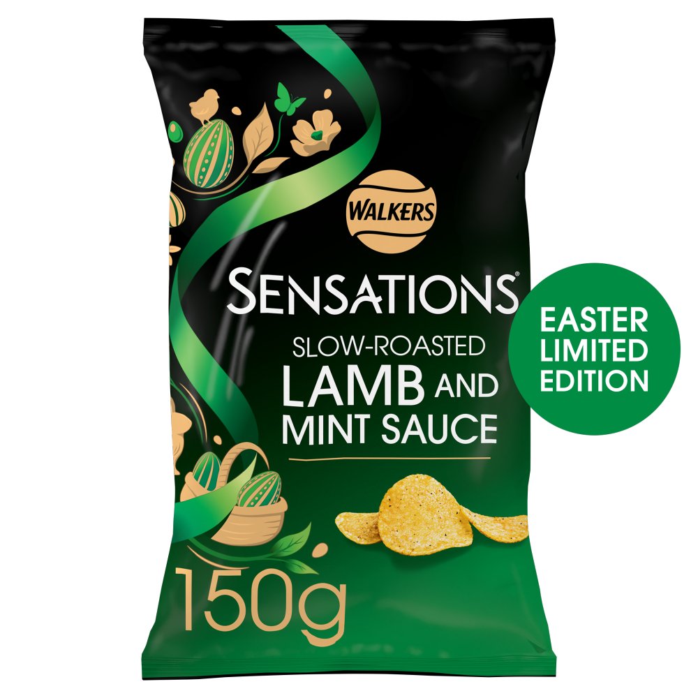 Walkers Sensations Snacks Lamb & Mint Sauce Sharing Crisps 150g (Pack of 12)