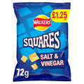 Walkers Squares Salt & Vinegar Snacks Crisps 72g (Pack of 15)